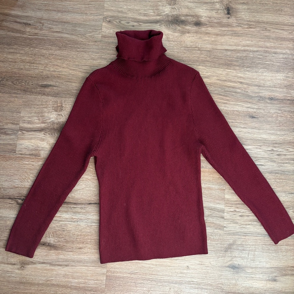 Deep Red Turtleneck Sweater